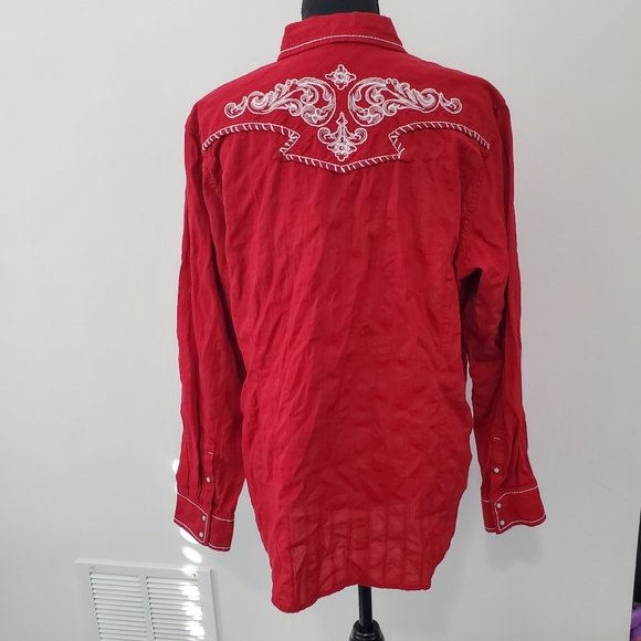 Ariat Diana Top Women XXLarge Red Pearl Snap Button Embroidered Western Cowgirl - Picture 4 of 13